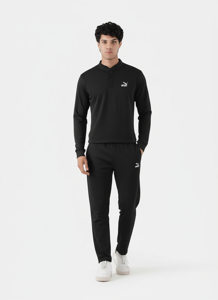 PUMA Men’s Black Slim Fit Tracksuit – Sporty Comfort & Style