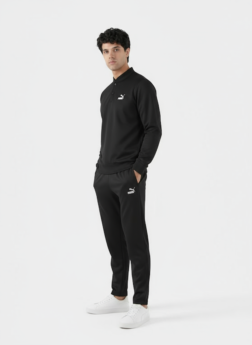 PUMA Men’s Black Slim Fit Tracksuit – Sporty Comfort & Style