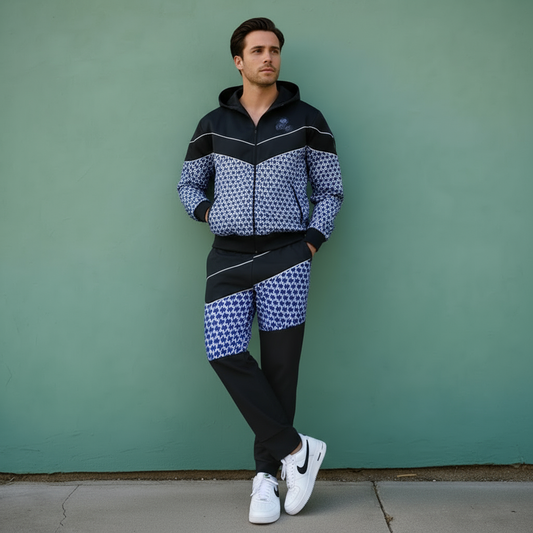 Men's Royal Blue Geo Tracksuit – Premium Winter Collection
