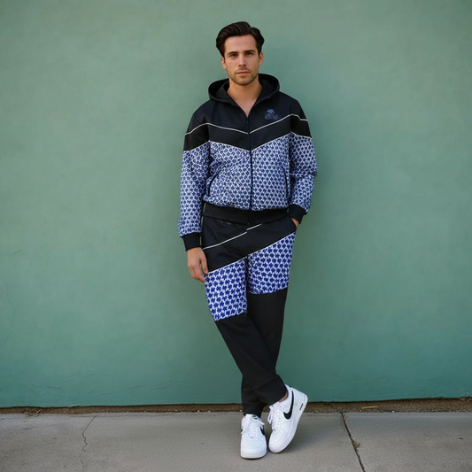 Men's Royal Blue Geo Tracksuit – Premium Winter Collection