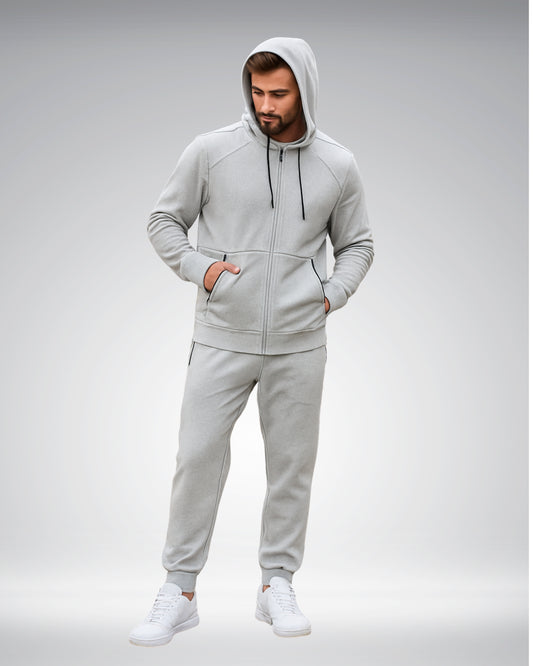 Men’s Premium Slim Fit Tracksuit – Light Grey | Style, Comfort & Confidence