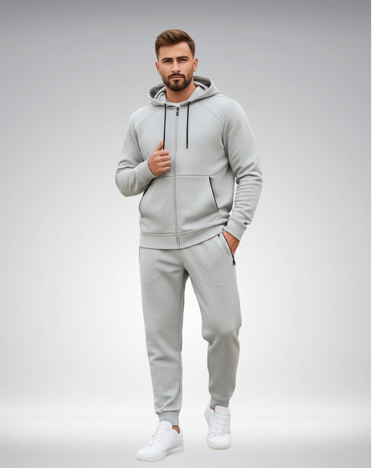 Men’s Premium Slim Fit Tracksuit – Light Grey | Style, Comfort & Confidence