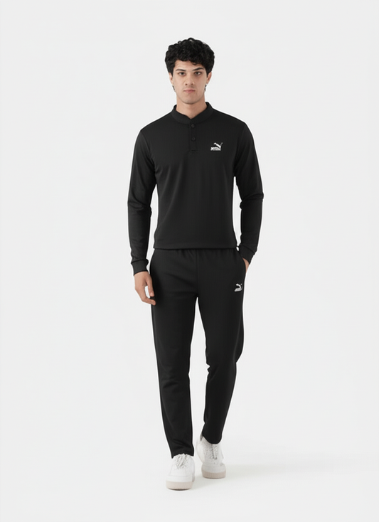 PUMA Men’s Black Slim Fit Tracksuit – Sporty Comfort & Style